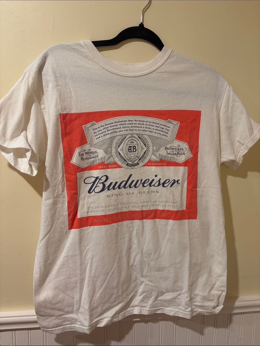 Budweiser White Tee with Red Label Graphic
